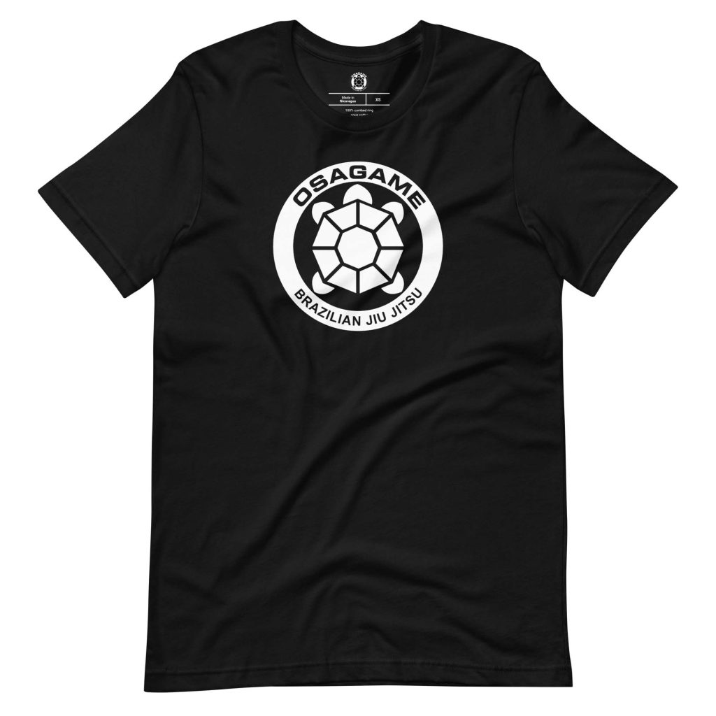 Osagame BJJ Classic T-shirt white on black front wrinkled