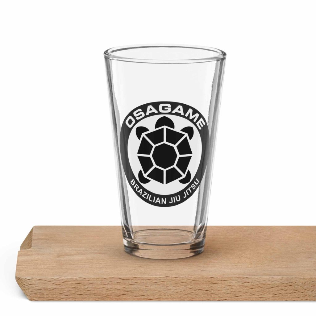 Osagame BJJ pint glass on wood